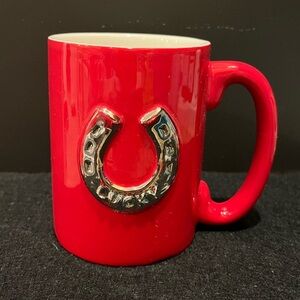 Hallmark Red Ceramic Mug with Lucky Horseshoe